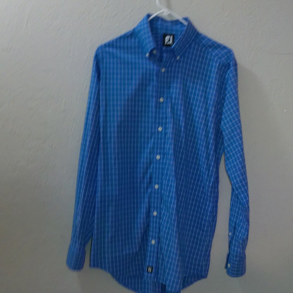 FootJoy Button Up Shirt Men’s Medium Blue Check Kansas City Royals Golf Event